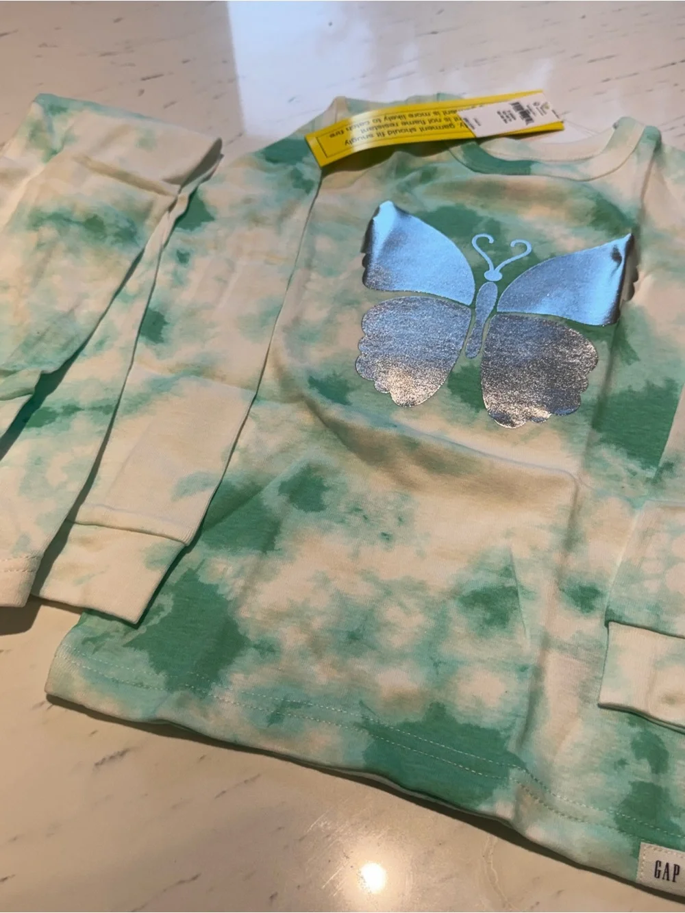 GAP Shimmery Butterfly Tie-Dye Long Sleeve & Pant Pajama Set